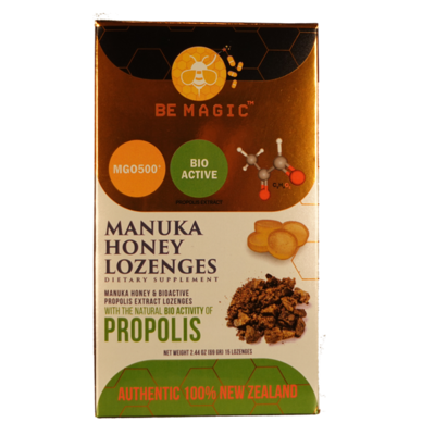 Be Magic Manuka Honey MGO500+ & Propolis Lozenges, 15 Counts, 69gr